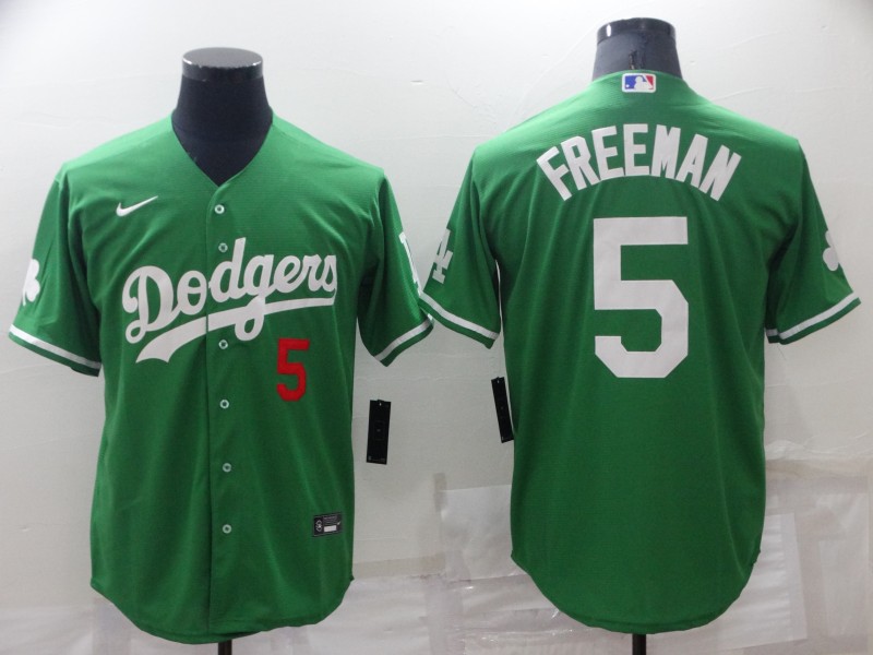 Men's Los Angeles Dodgers #5 Freddie Freeman Green Stitched Baseball Jersey